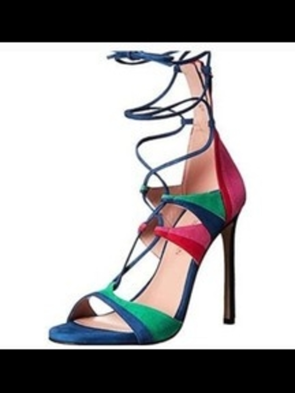 Stuart Weitzman Women's Multicolor Lace-Up High Heel Sandals suede Designer